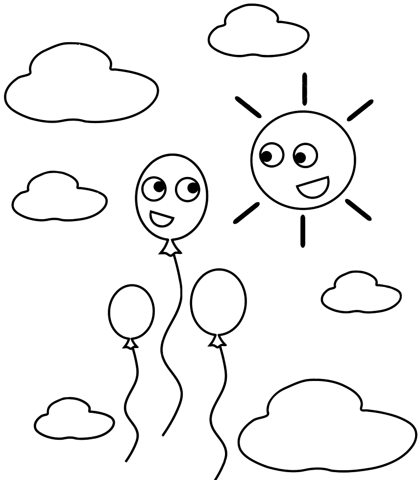 Воздушные шары в облаках