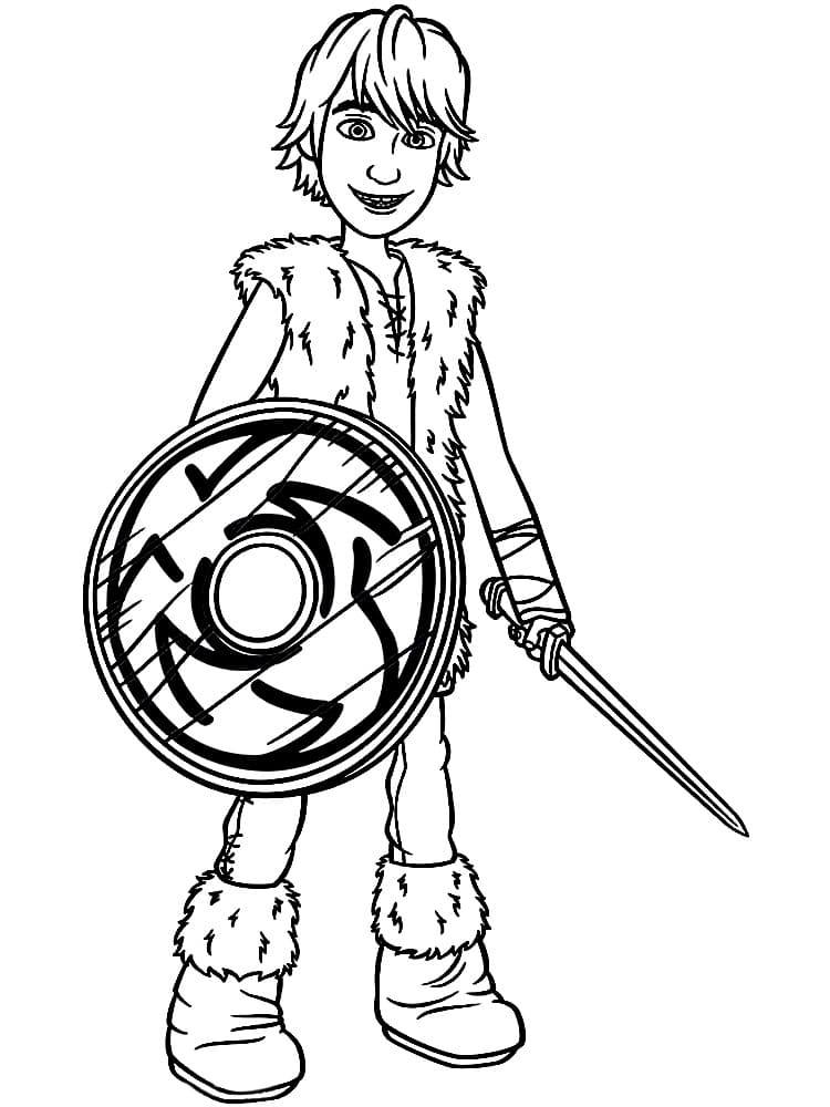 Иккинг с щитом и мечом раскраска