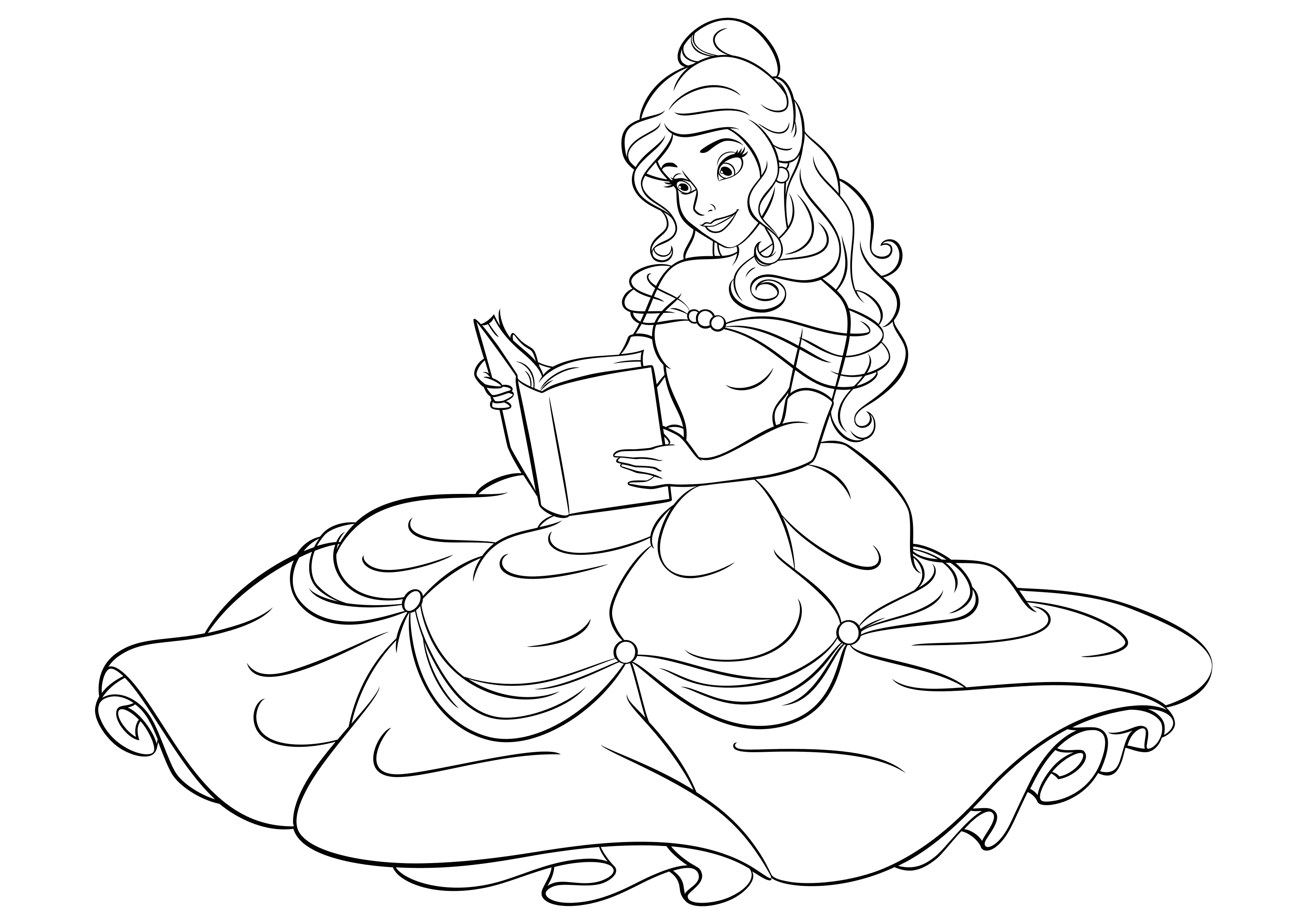 Принцесса с кникой раскраска