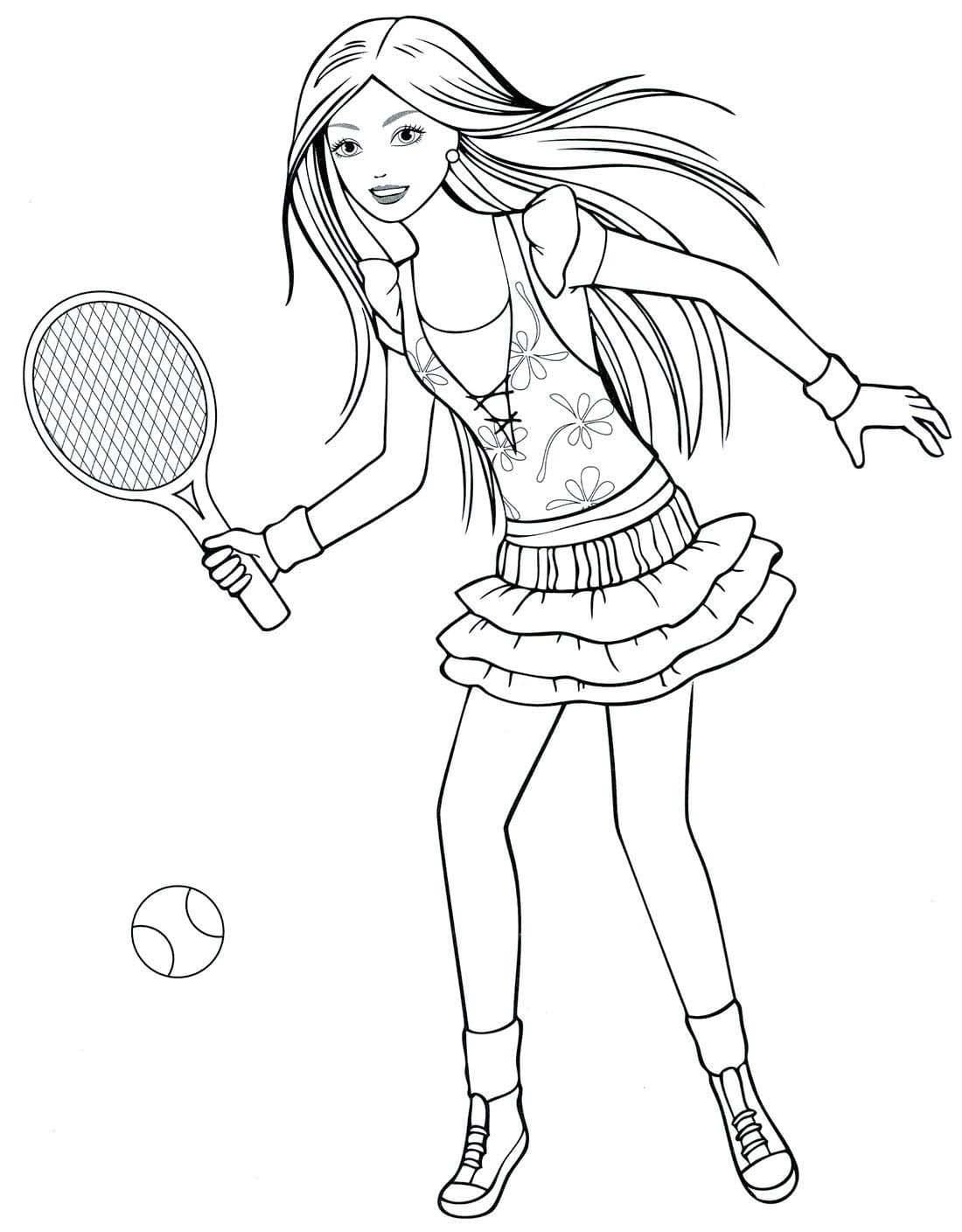 Девушка играет в большой теннис