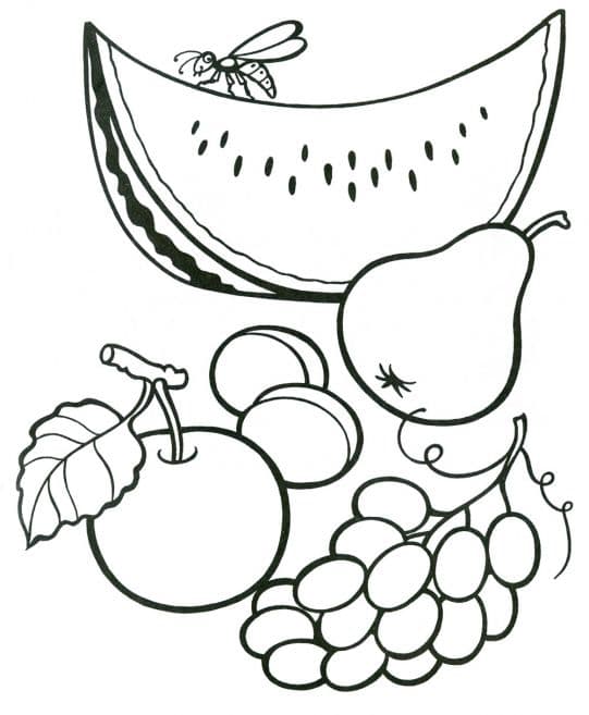 Раскраска для детей фрукты