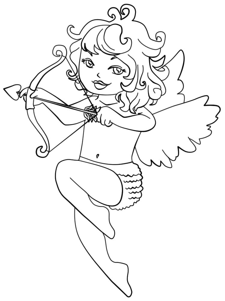 Ангелок с луком раскраска детская
