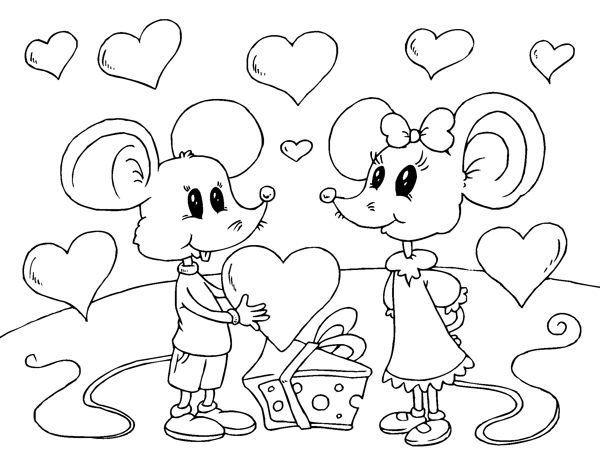 Две мышки с сердечками