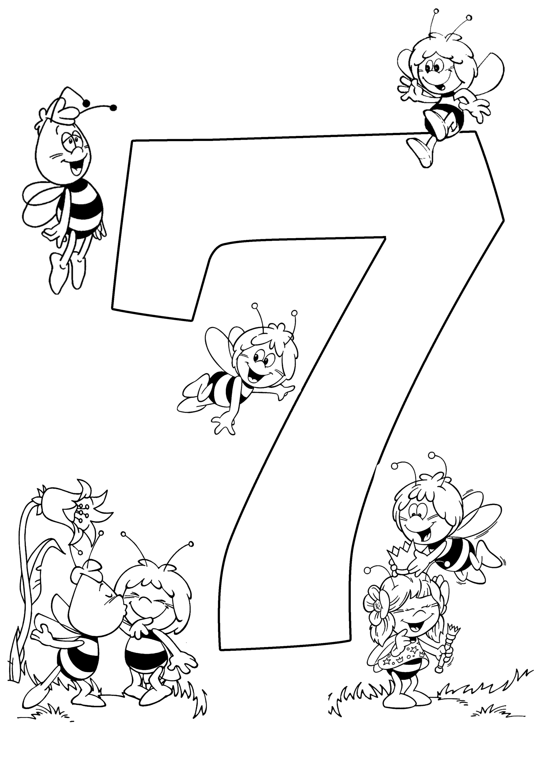 Цифра 7 с пчелами