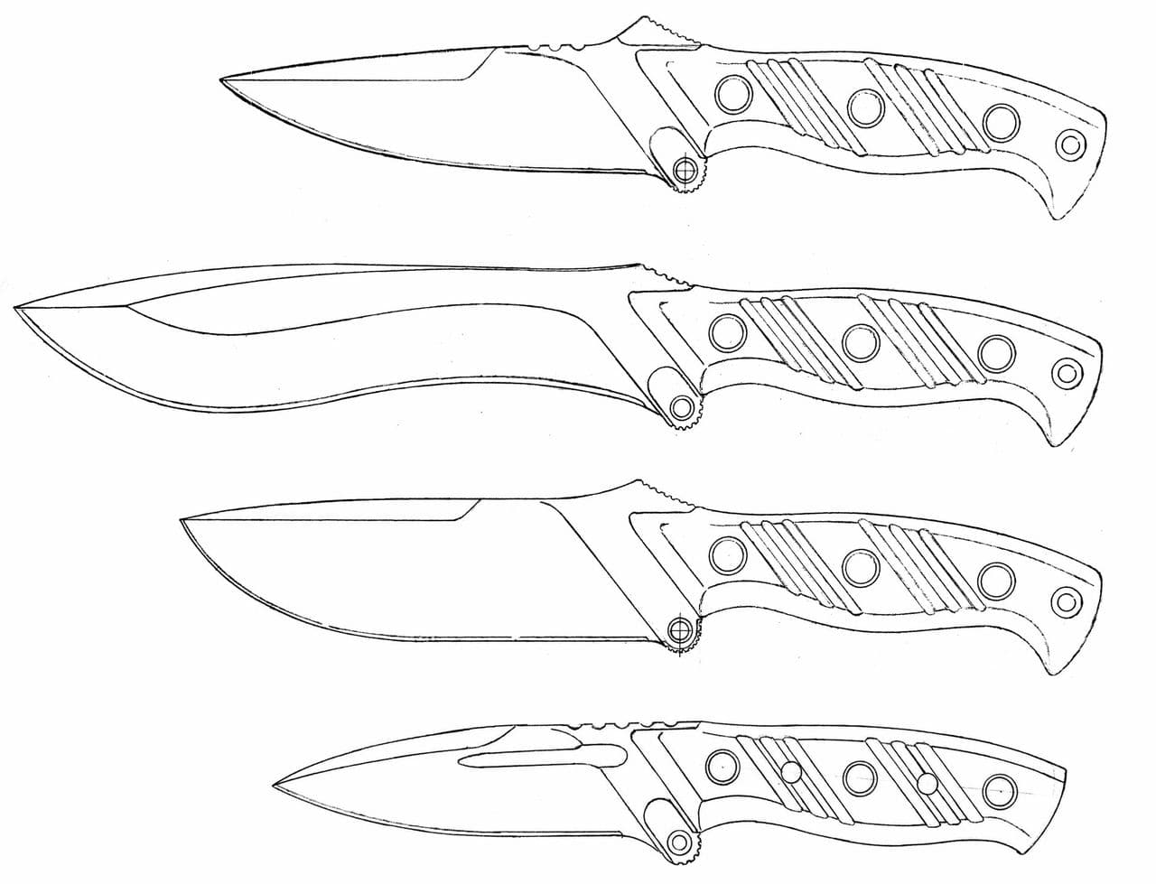 Трафарет красивых ножей