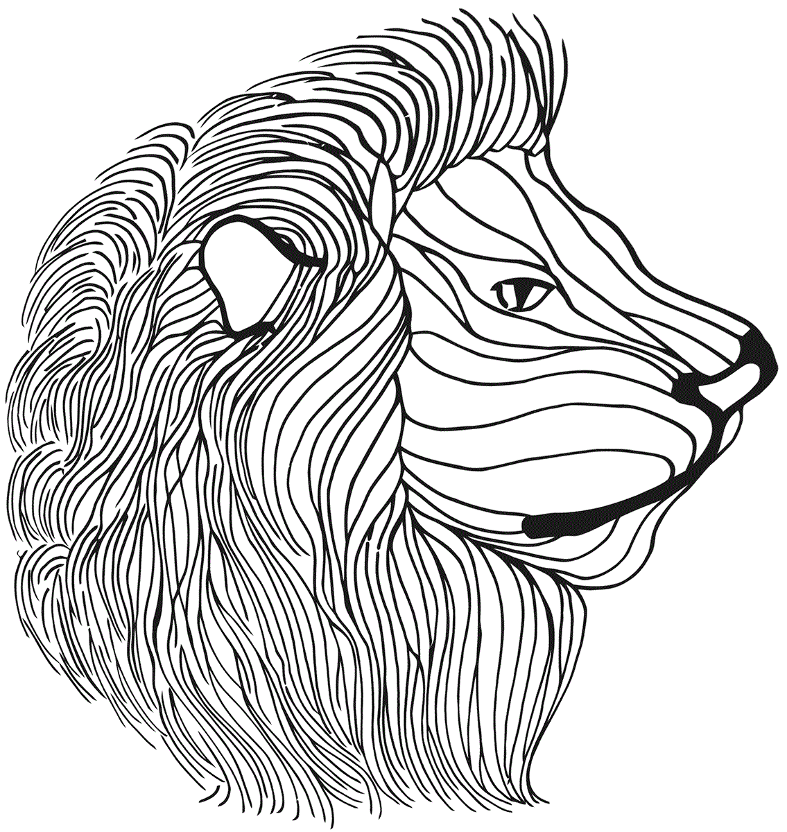 Раскраска голова льва антистресс