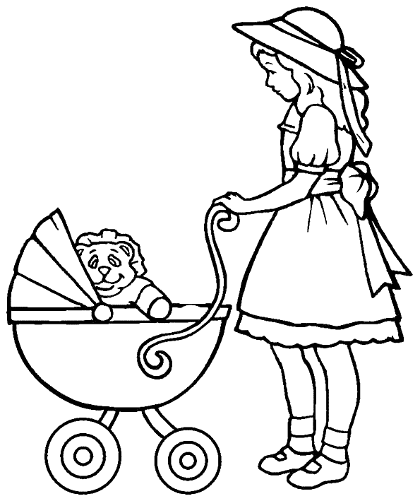 Девочка с детской коляской