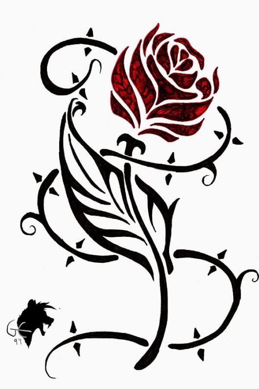 Трафарет роза с шипами
