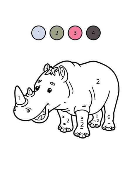 Носорог раскраска математическая