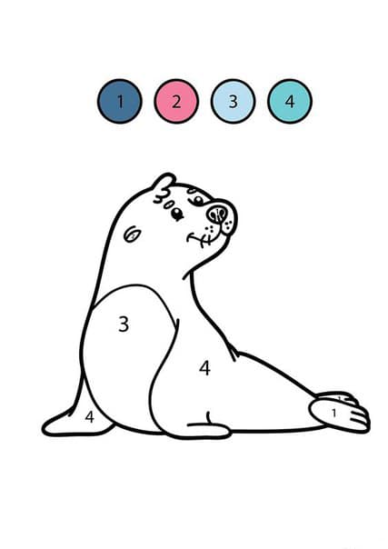 Раскраска тюлень по номерам для детей