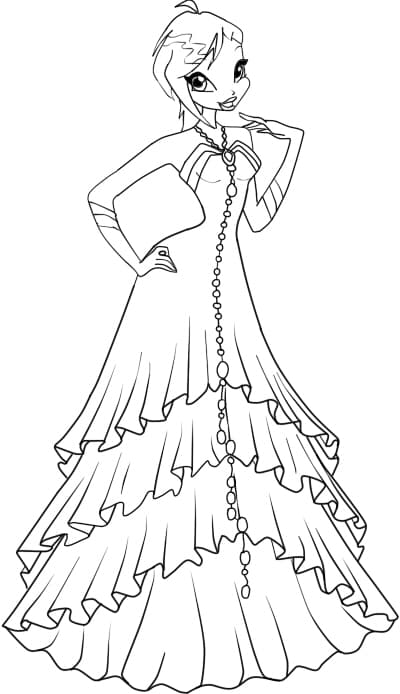 Девушка с широком волнистом платье