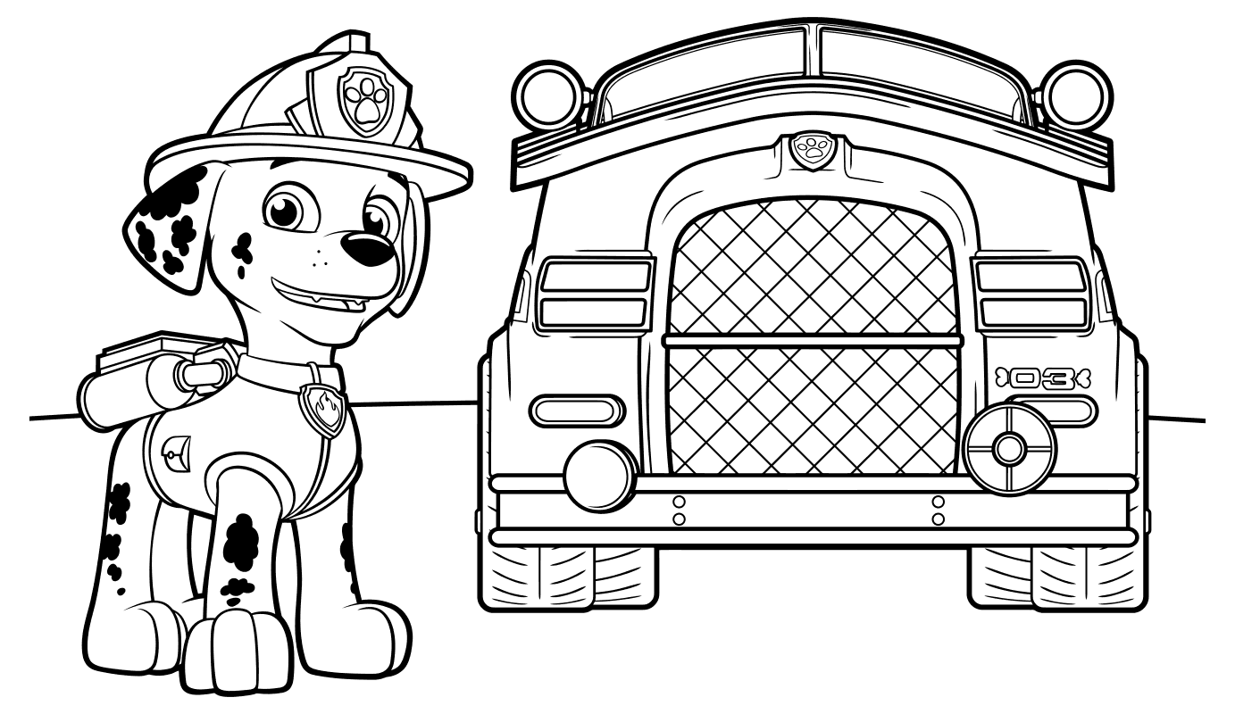 Маршал возле пожарной машины
