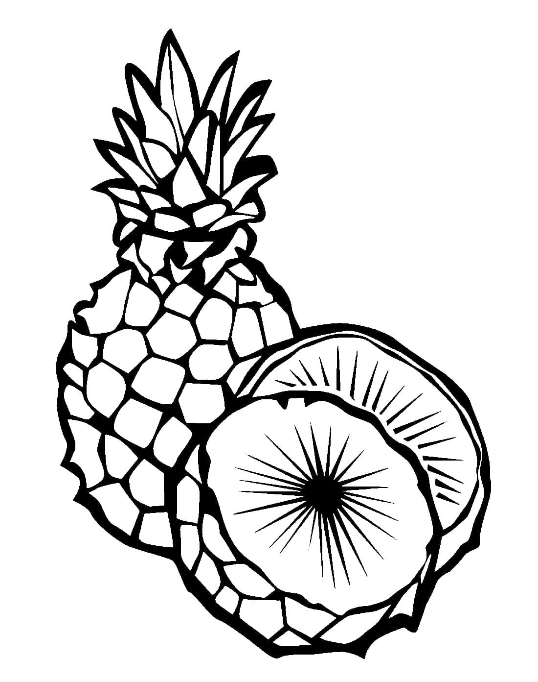 Раскраска детская ананас