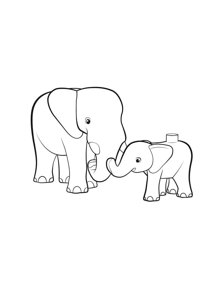 Два слона лего Дупло раскраска