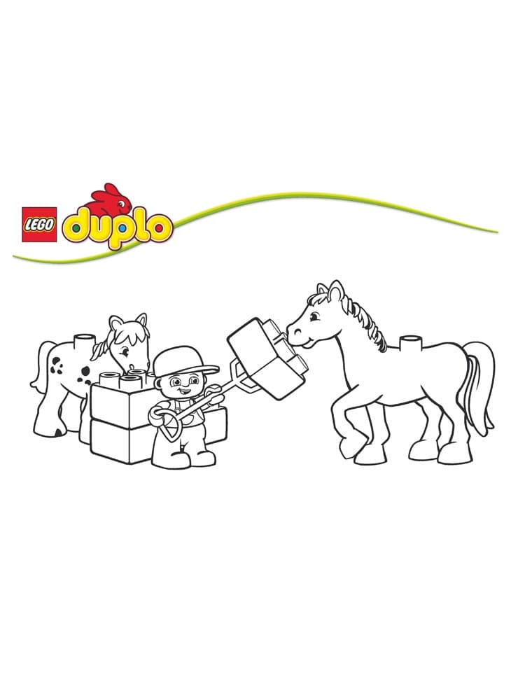 Лего Дупло лошадка раскраска