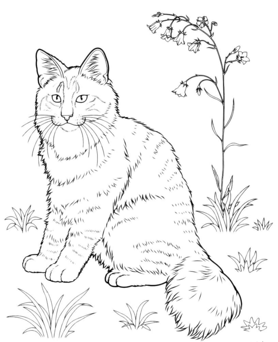 Раскраска кошка Мейн кун