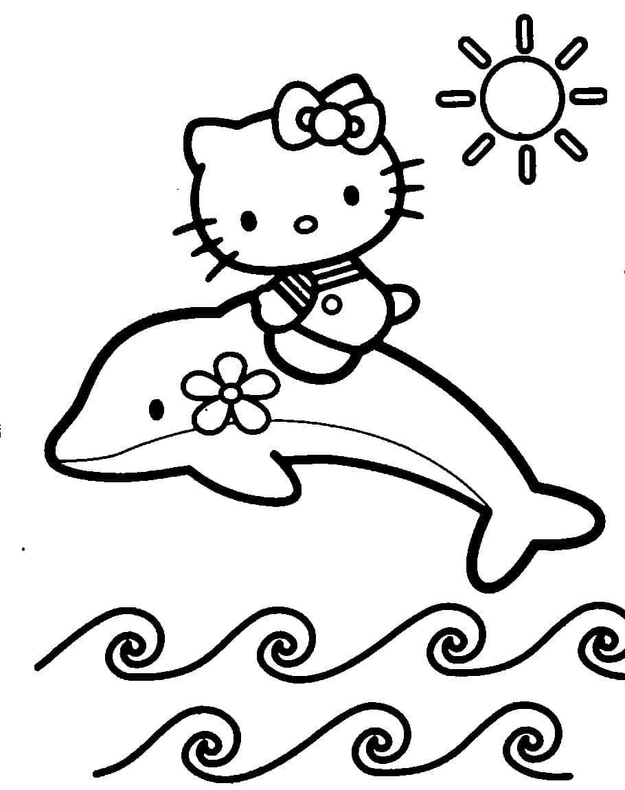 Кот плывет на дельфине
