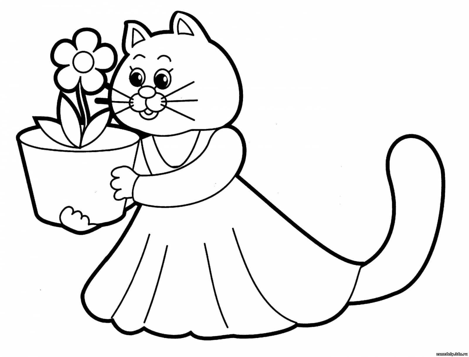Котенок в платье с цветком