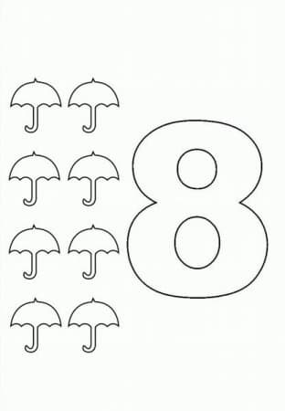 Раскраска 8 зонтиков