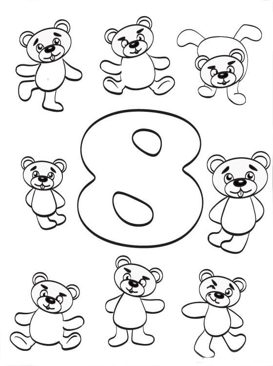 Восемь медвежат раскраска