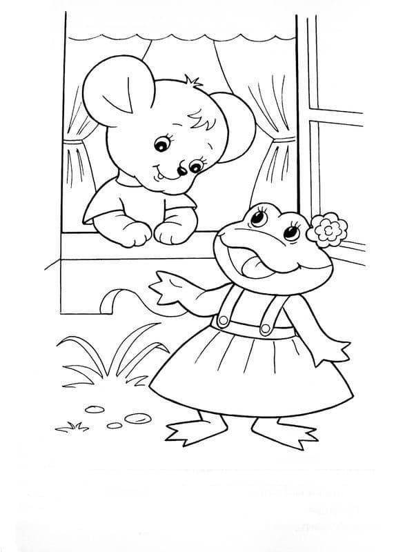 Мышка и лягушка раскраска для детей