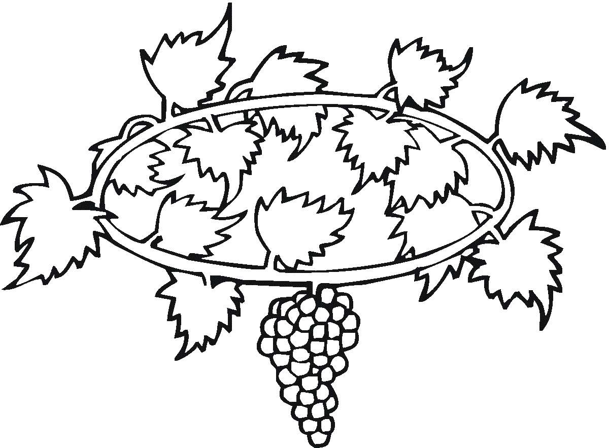 Виноград и листья раскраска
