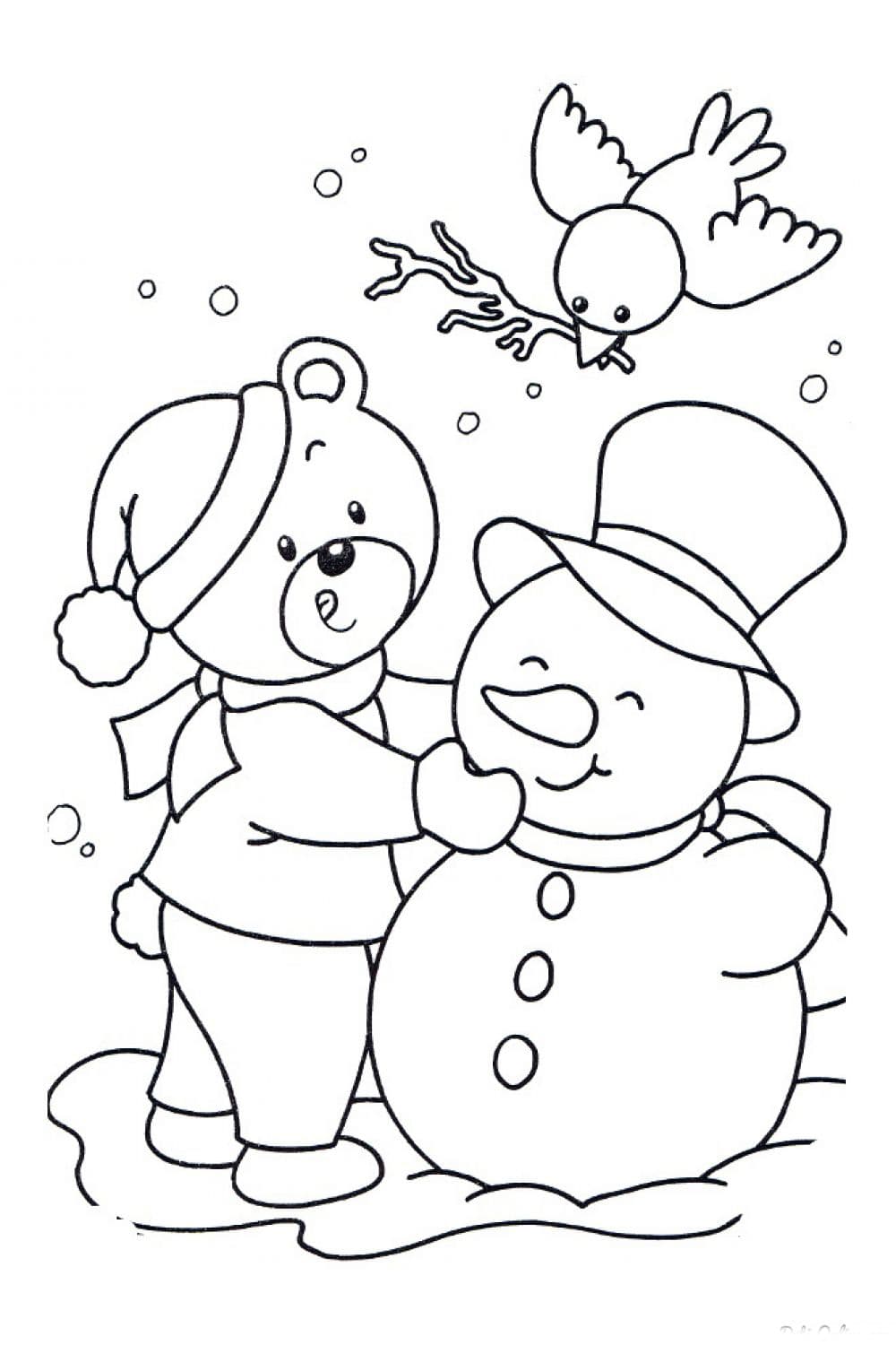 Медвежонок птичка и снеговик