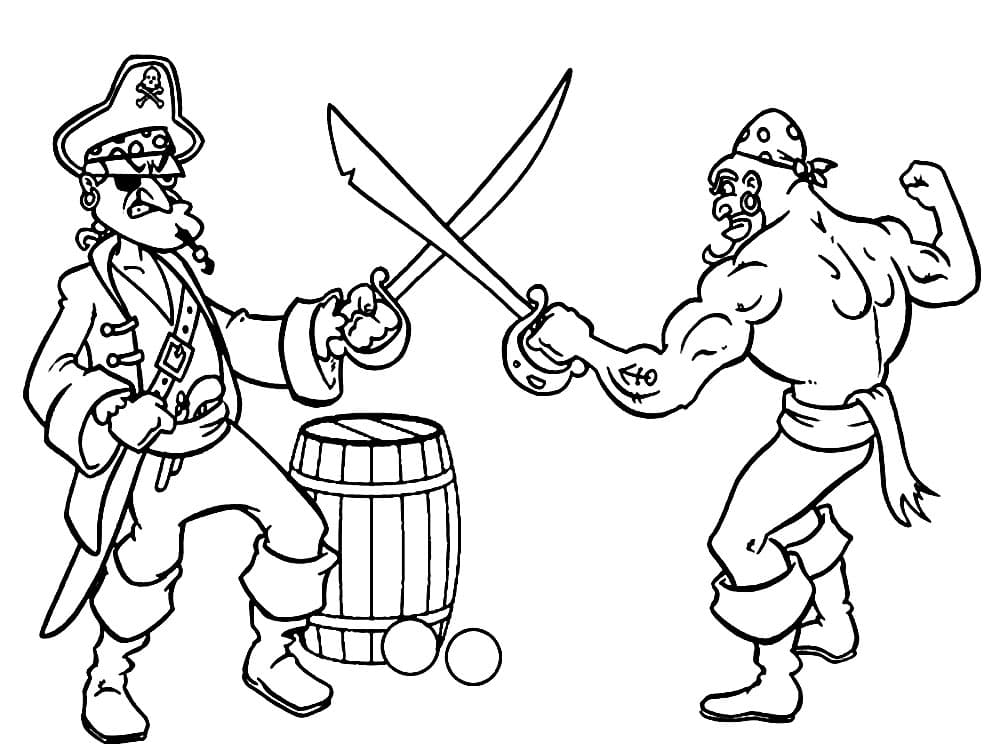 Пираты сражаются на мечах
