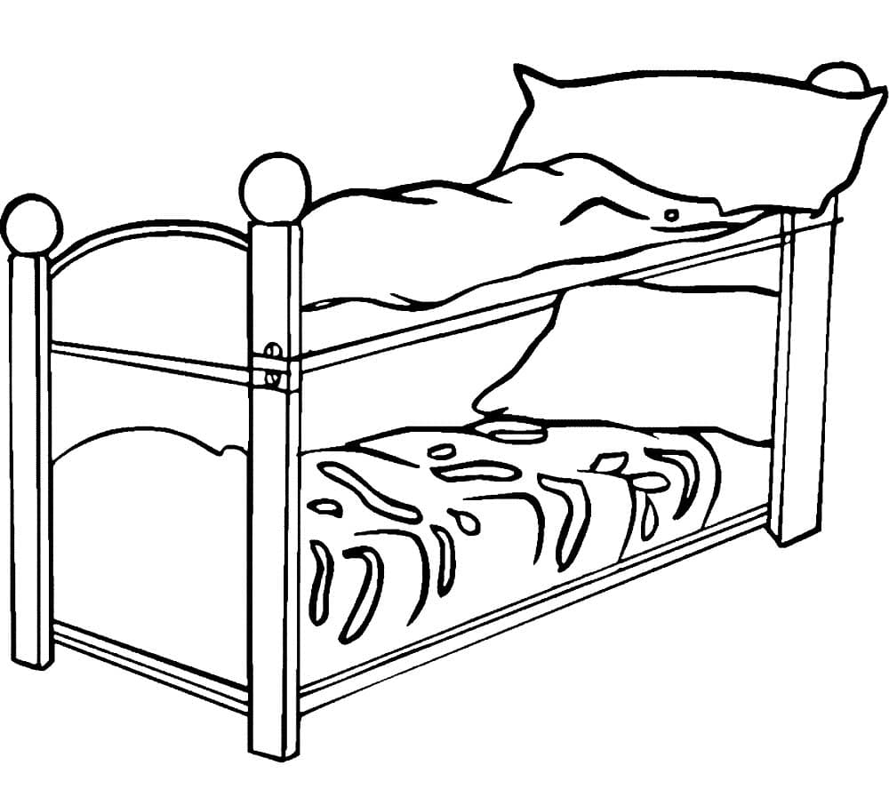 Двухэтажная кровать раскраска детская