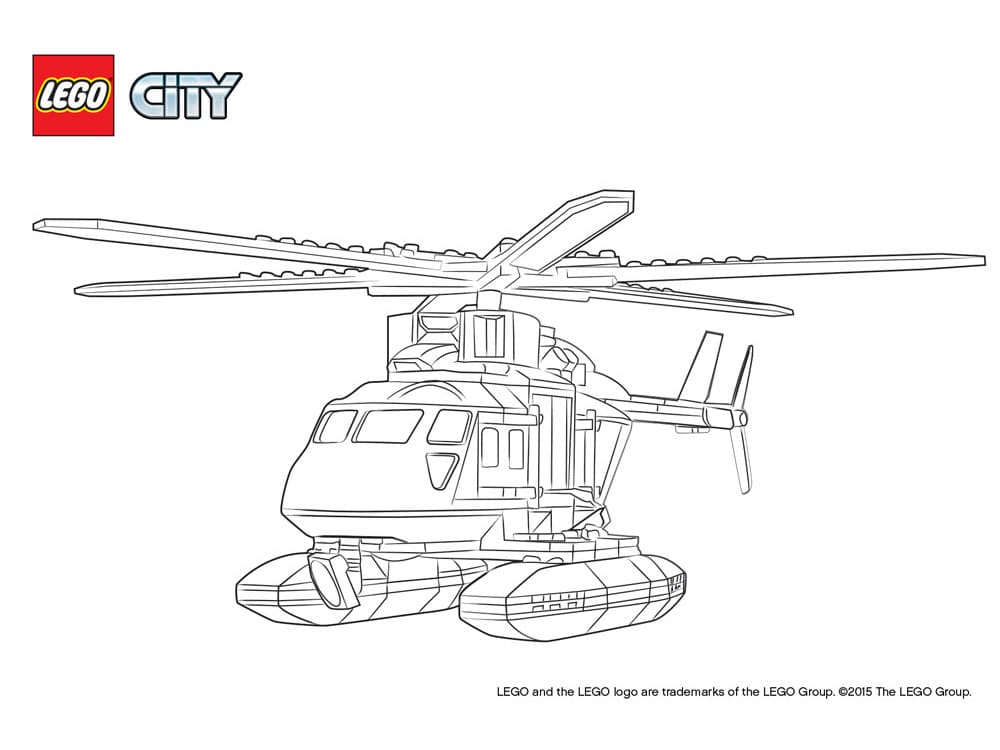 Вертолет Лего раскраска для ребенка