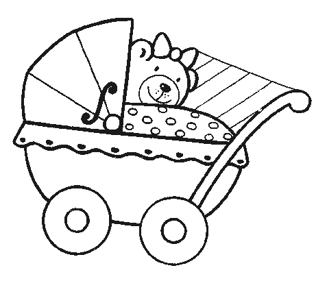 Медведь с бантиком в детской коляске