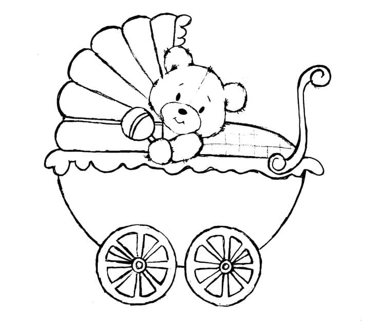 Медвежонок на коляске раскраска для детей