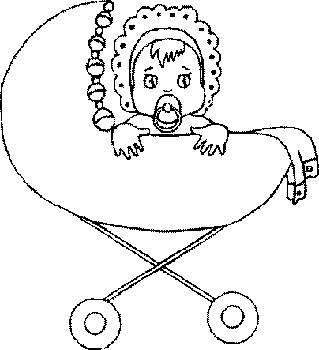 Младенец с соской в коляске