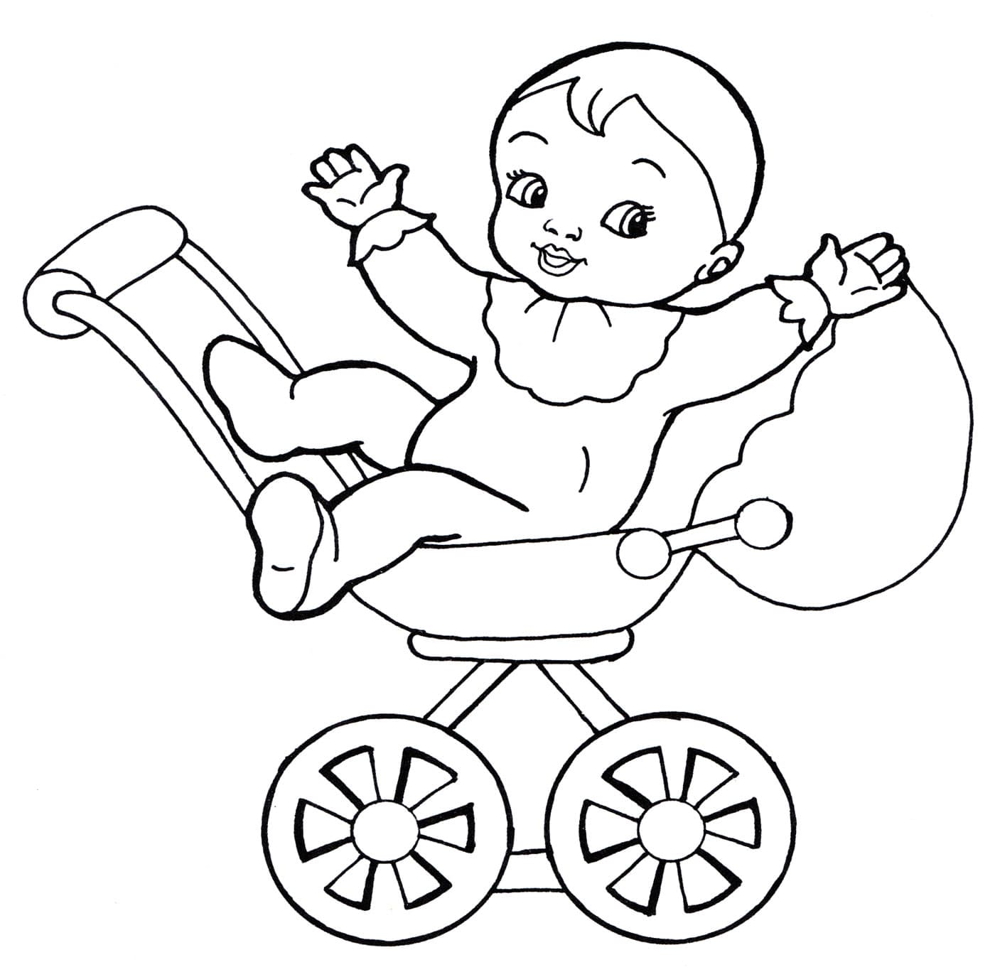 Ребенок на детской коляске