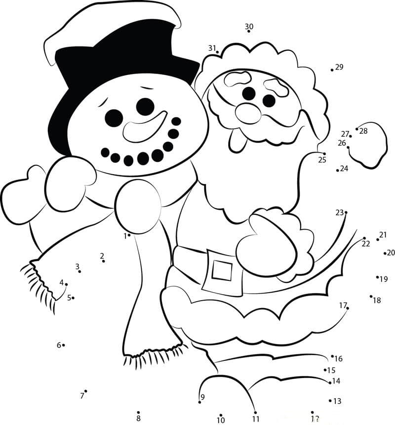 Снеговик и дед мороз с точками