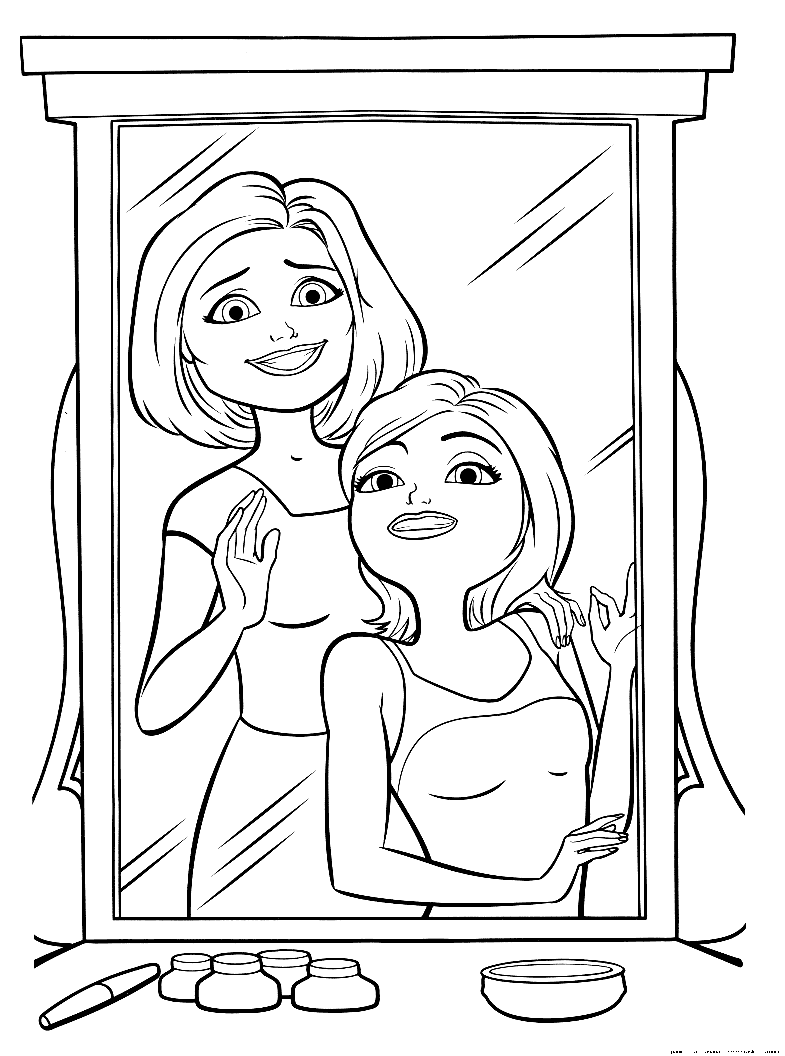 Мама и дочка в зеркале