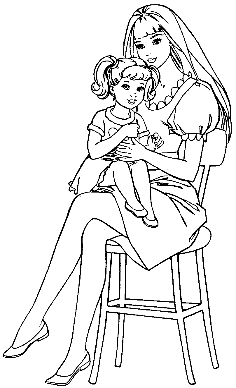 Мама с дочкой на стуле