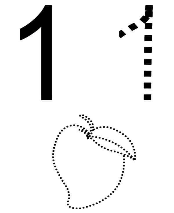 Цифра 1 и яблоко