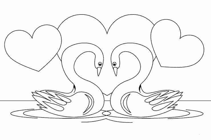 Лебеди и сердечки
