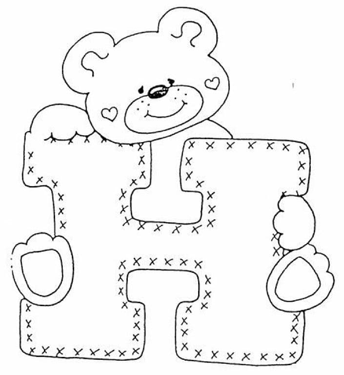 Медвежонок раскраска с буквой Н
