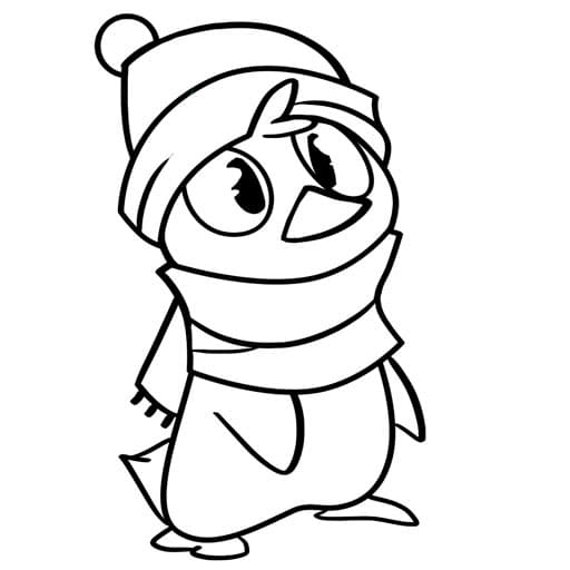 Пингвин с шарфом и шапкой
