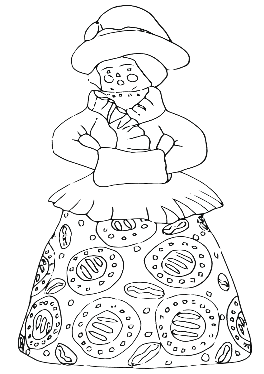 Дымковская барышня в платье с пирогами