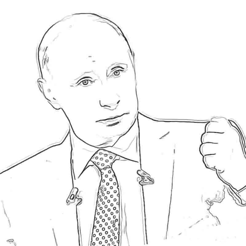 Распечатать Раскраски с Путиным бесплатно