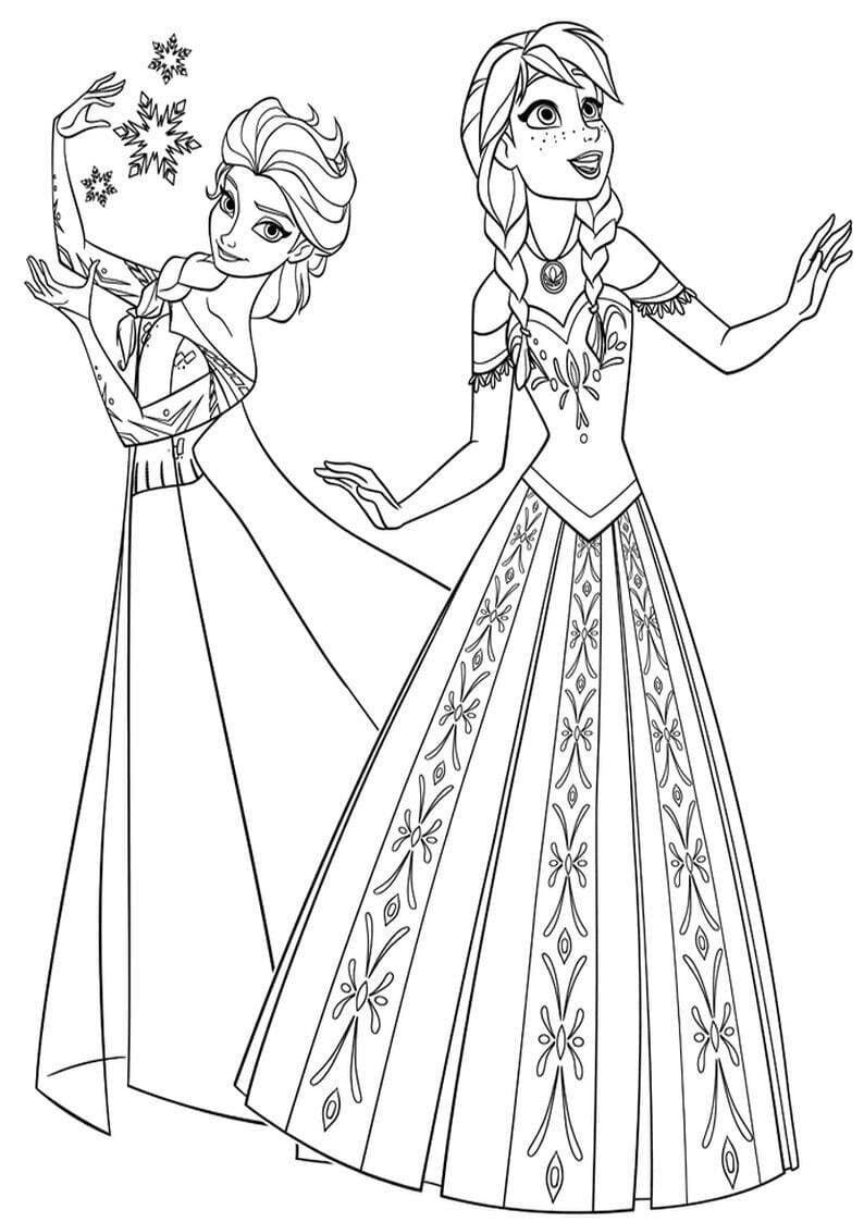Анна и Эльза в платьях