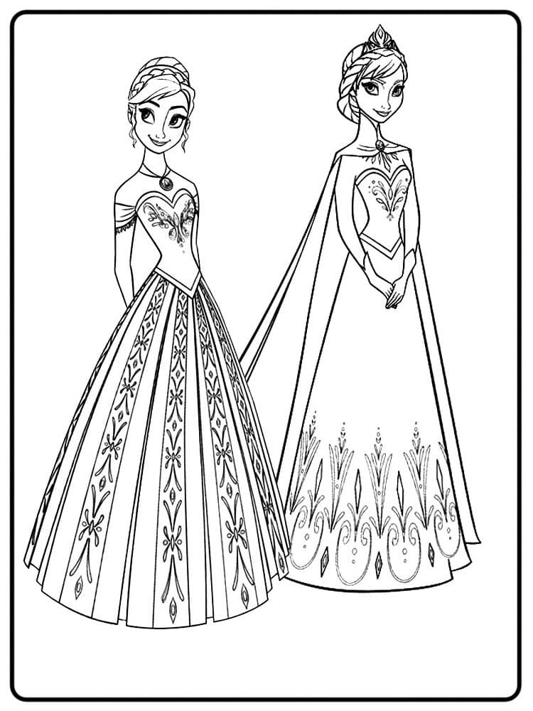 Анна с Эльзой в шикарных платьях