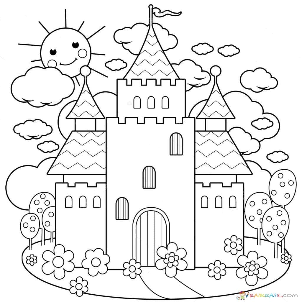 Замок раскраска детская