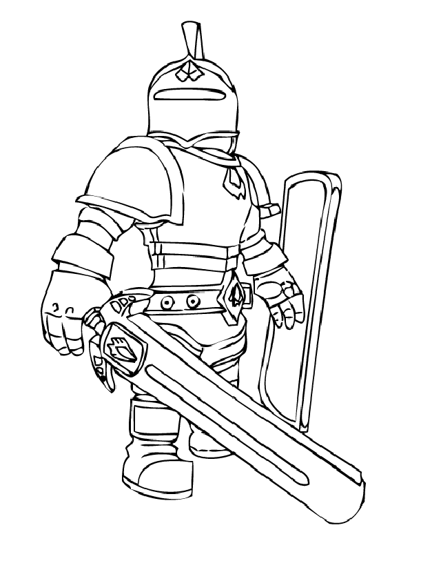 Раскраска Роблокс с мечом и щитом