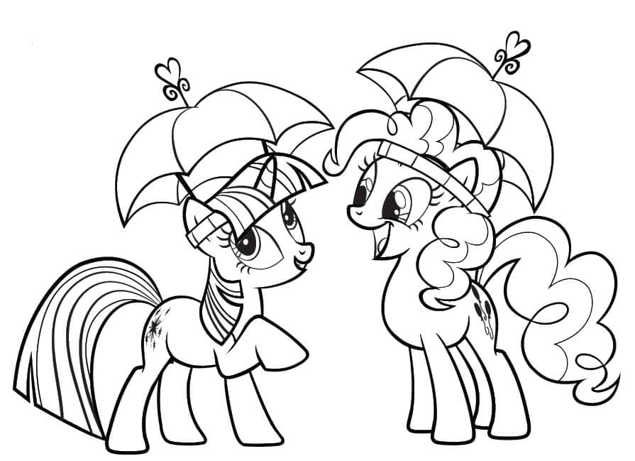 Две пони под зонтиками