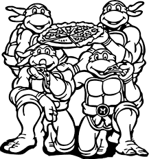 Раскраска черепашки ниндзя с пиццей