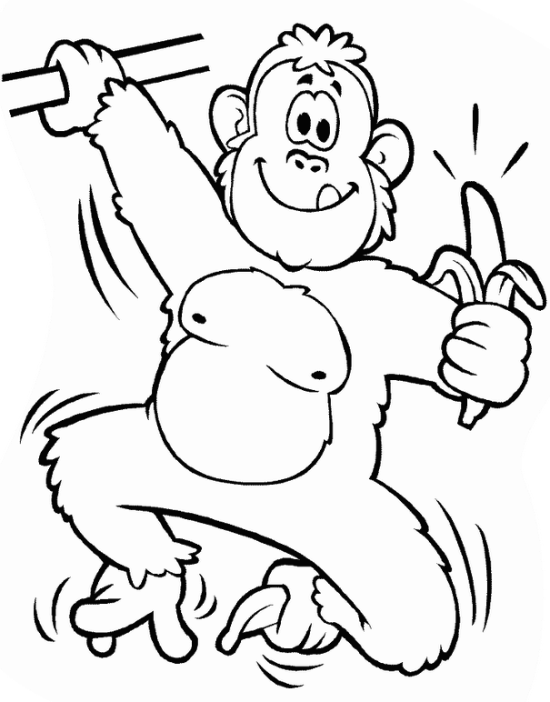 Большая обезьяна с бананом